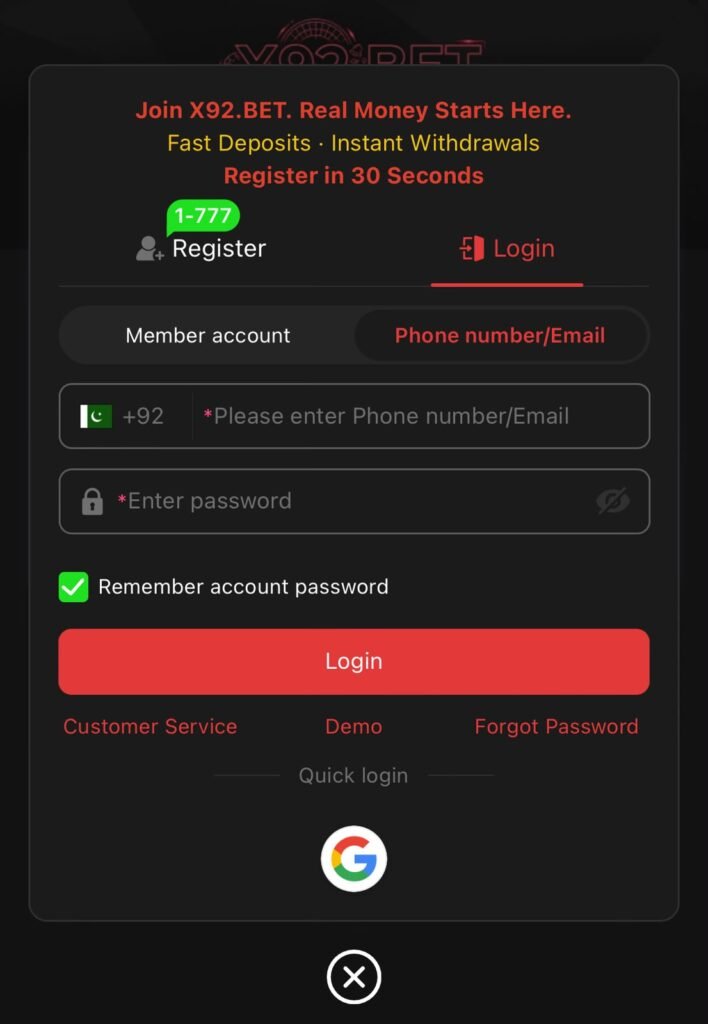 X92 BET Game Login